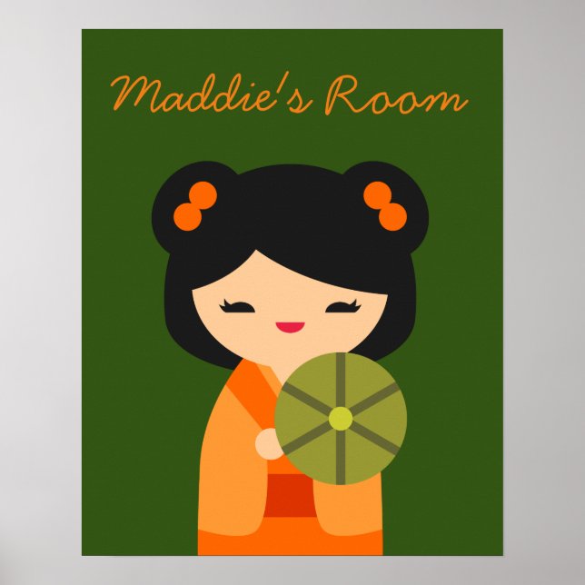 Cute Japanese Kokeshi doll girls room Poster (Front)