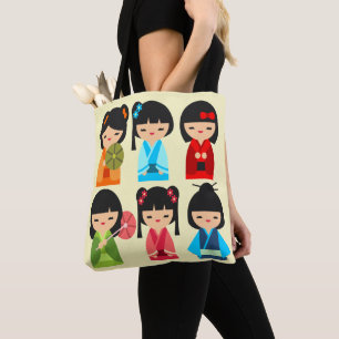 Cute Japanese Kokeshi doll pattern Tote Bag