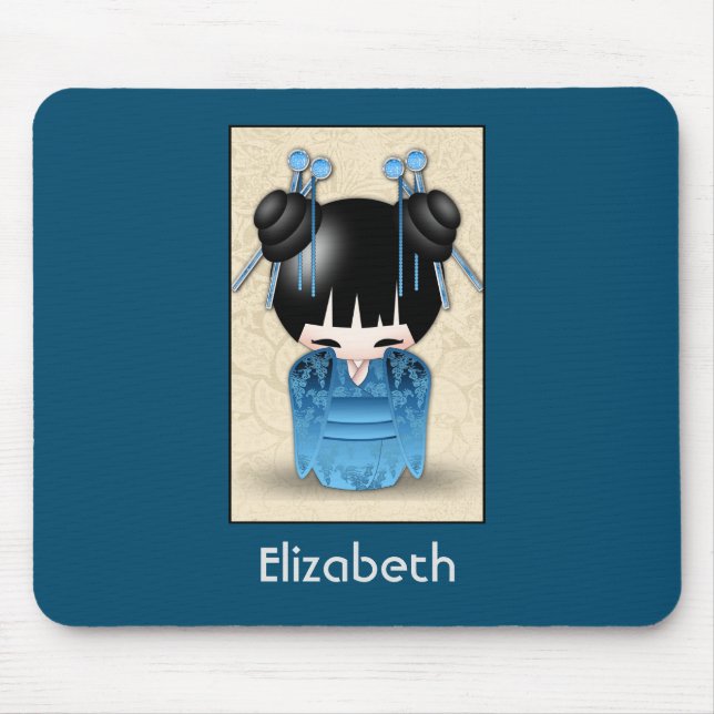 Cute Japanese Kokeshi Doll Personalized Mouse Mat (Front)