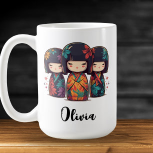 Cute Japanese Kokeshi Dolls Coffee Mug