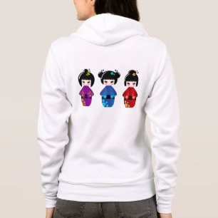 Cute Japanese kokeshi dolls name woman's hoodie