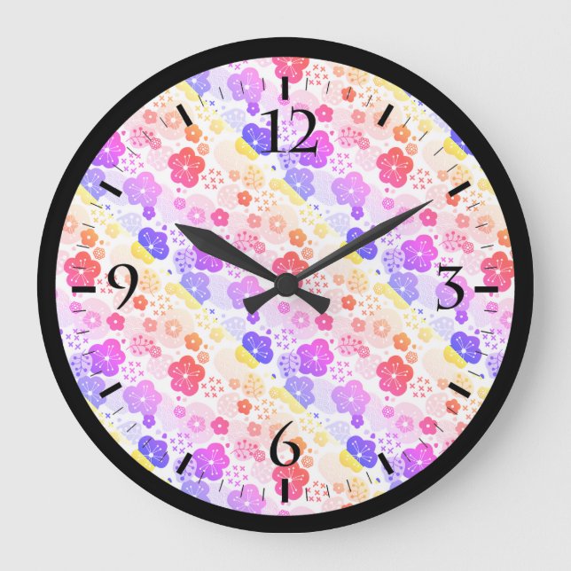 Cute Japanese patterns design Large Clock (Front)