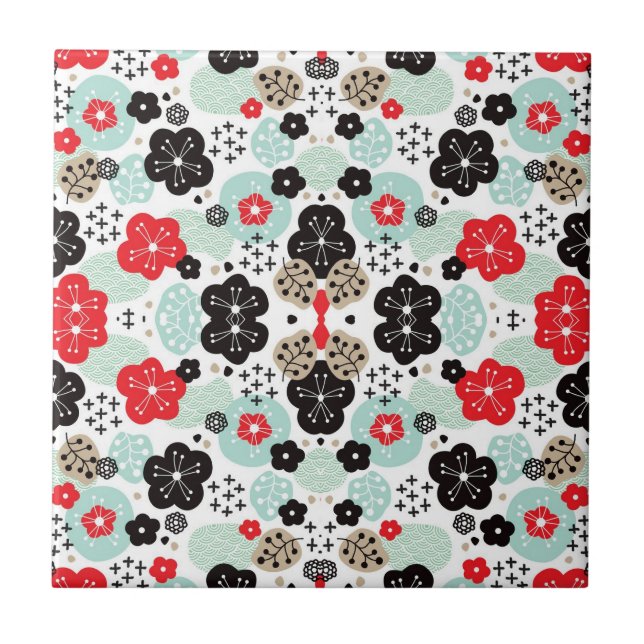 Cute Japanese patterns design Tile (Front)
