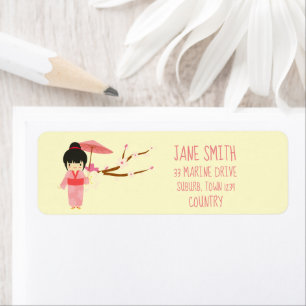 Cute Japanese pink Cherry Blossom Geisha