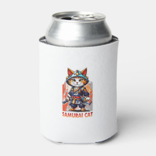 Cute Japanese Samurai Ninja Cat Kawaii Shirt Can Cooler