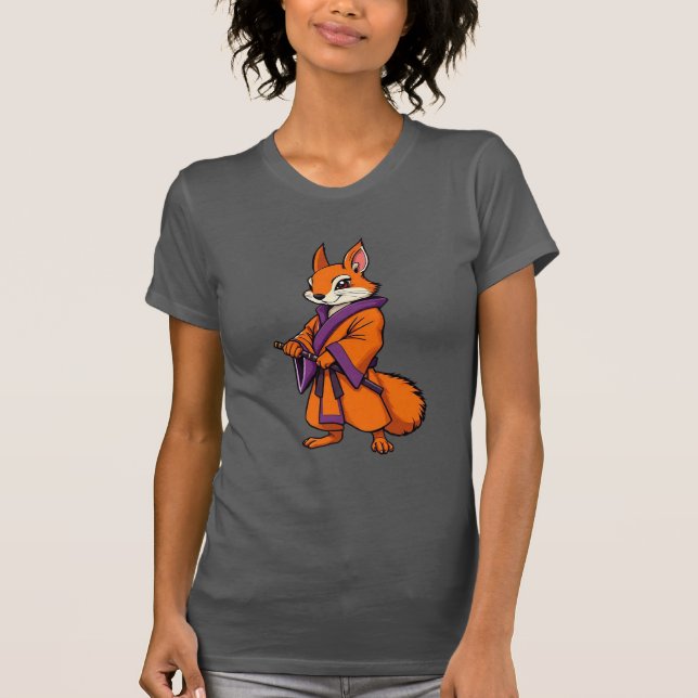 Cute Japanese Samurai Squirrel T-Shirt (Front)