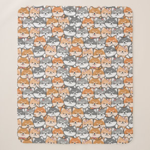 Cute Japanese Shiba Inu Dog Cartoon Doodle Sherpa Blanket