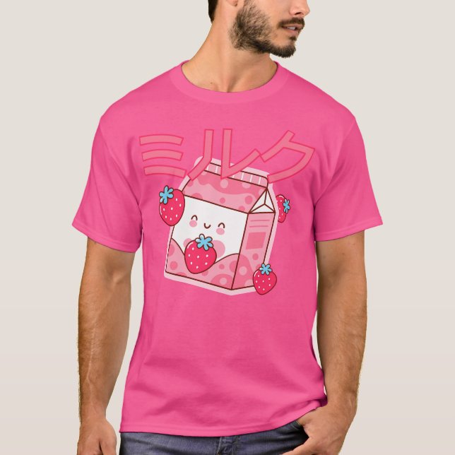 Cute Japanese Strawberry Milk Shake Carton Kawaii  T-Shirt (Front)