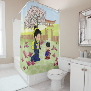 Cute Japanese Style illustration Shower Curtain