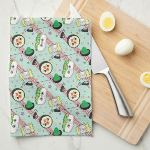 Cute Japanese Sushi Lover Golfing Pattern  Tea Towel