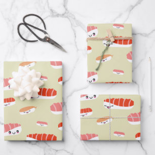 Cute Japanese Sushi Nigiri Pattern Wrapping Paper Sheet