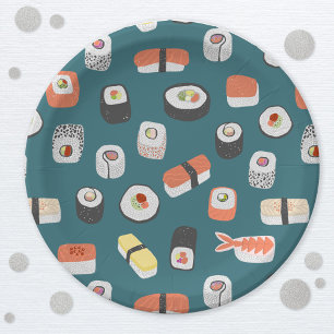Cute Japanese Sushi Pattern Paper Plate