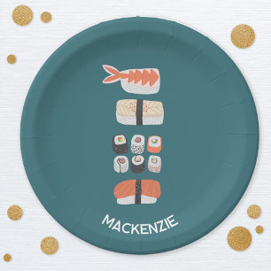 Cute Japanese Sushi Personalised Paper Plate