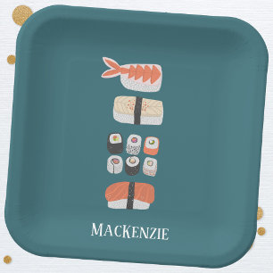 Cute Japanese Sushi Personalised Paper Plate