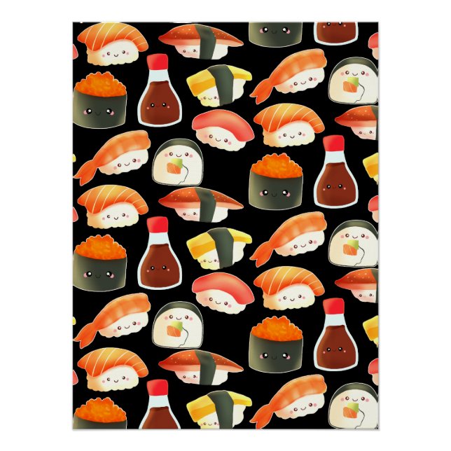 Cute Japanese Sushi Poster (Front)