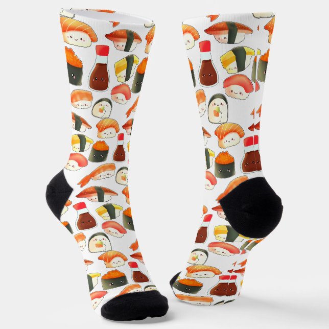 Cute Japanese Sushi Socks (Angled)
