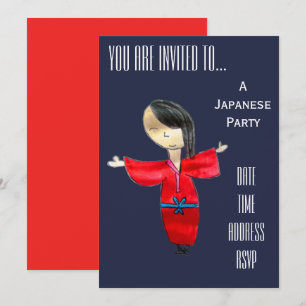 Cute Japanese themed Japan party Invitation