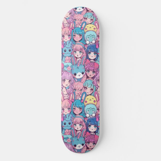 Cute Japapese Anime Girl Pattern Skateboard (Front)