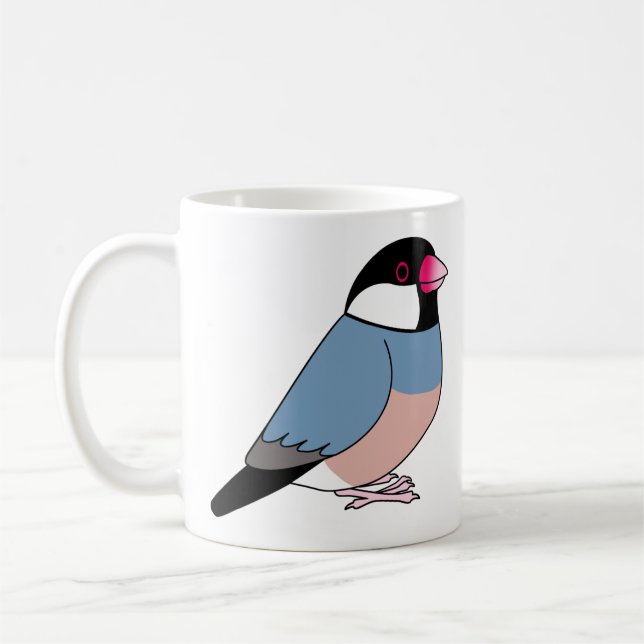Cute java sparrow cartoon drawing coffee mug (Left)