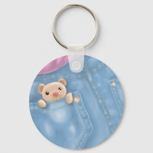 cute jean pocket teddy bear key ring