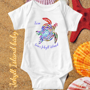 Cute Jekyll Island Georgia Colourful Sea Turtle Baby Bodysuit