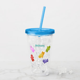 Cute jelly babies candy sweets cartoon acrylic tumbler