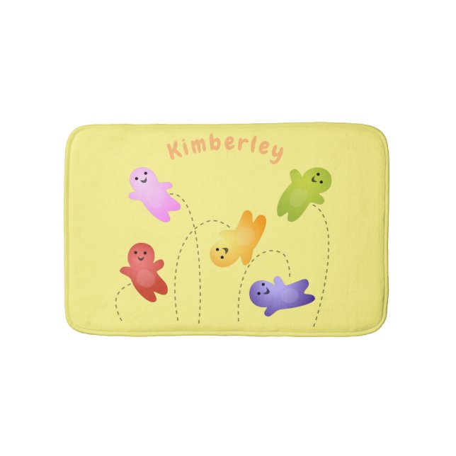 Cute jelly babies candy sweets cartoon bath mat (Front)