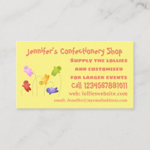Cute jelly babies candy sweets cartoon business card