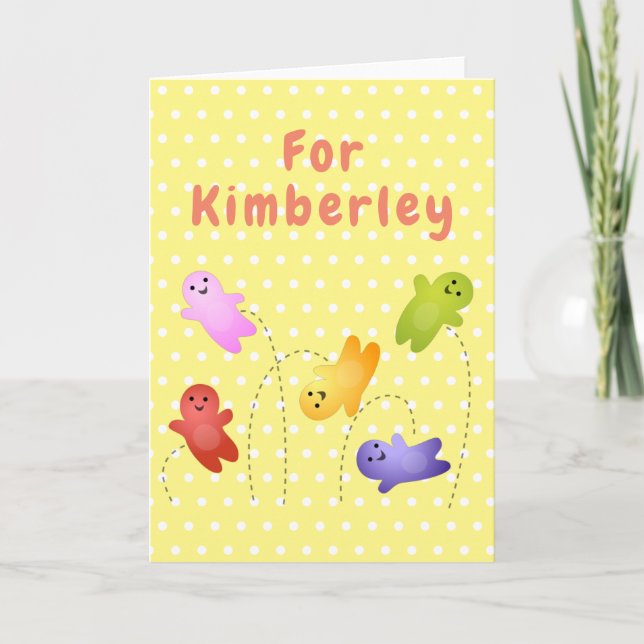 Cute jelly babies candy sweets cartoon card (Front)