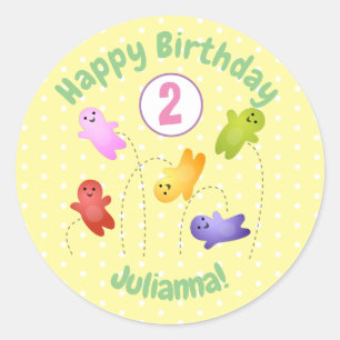 Cute jelly babies candy sweets cartoon classic round sticker