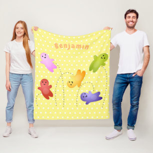 Cute jelly babies candy sweets cartoon fleece blanket