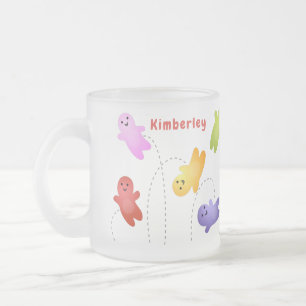 Cute jelly babies candy sweets cartoon frosted glass coffee mug