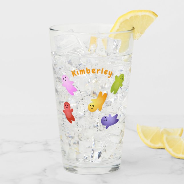 Cute jelly babies candy sweets cartoon glass (Back Ice)