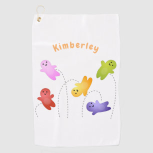 Cute jelly babies candy sweets cartoon golf towel