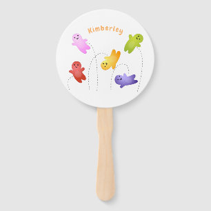 Cute jelly babies candy sweets cartoon hand fan