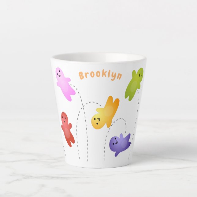 Cute jelly babies candy sweets cartoon latte mug (Front)