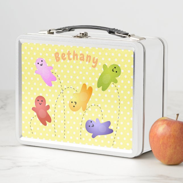 Cute jelly babies candy sweets cartoon metal lunch box (In Situ)