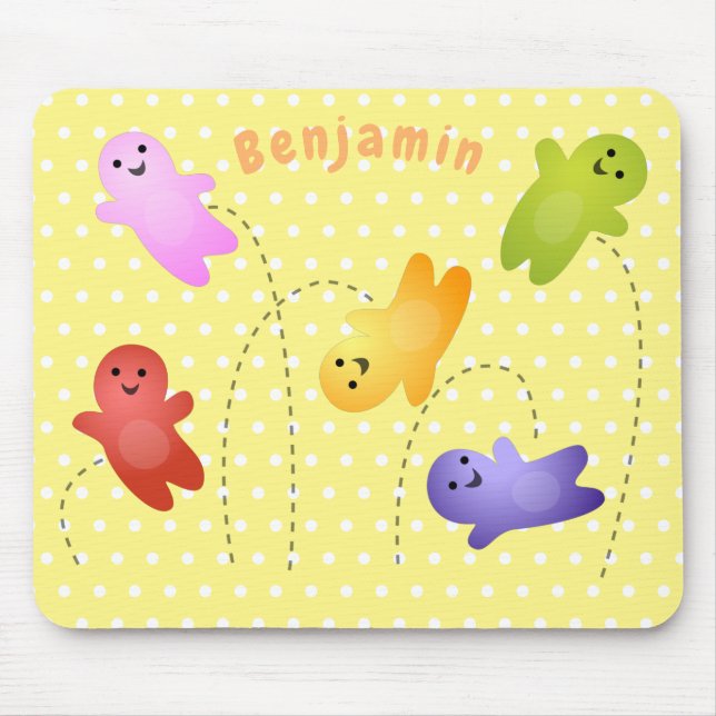 Cute jelly babies candy sweets cartoon mouse mat (Front)