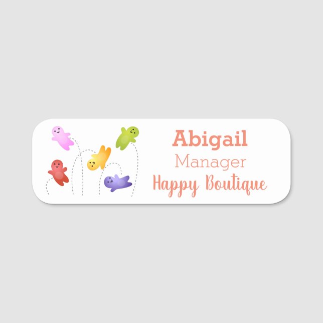 Cute jelly babies candy sweets cartoon  name tag (Front)