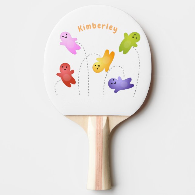 Cute jelly babies candy sweets cartoon ping pong paddle (Front)