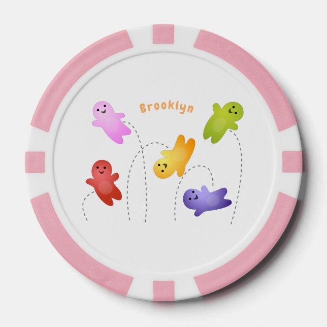 Cute jelly babies candy sweets cartoon poker chips (Front)