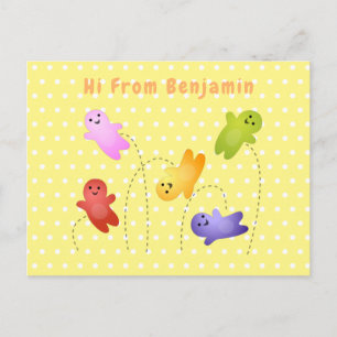 Cute jelly babies candy sweets cartoon postcard