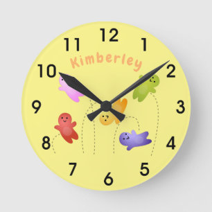 Cute jelly babies candy sweets cartoon round clock