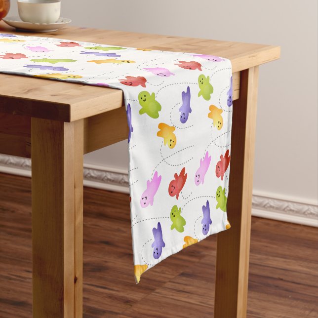 Cute jelly babies candy sweets cartoon short table runner (In Situ)