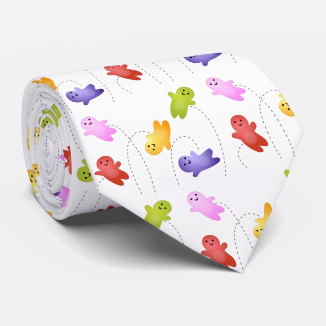 Cute jelly babies candy sweets cartoon tie (Rolled)