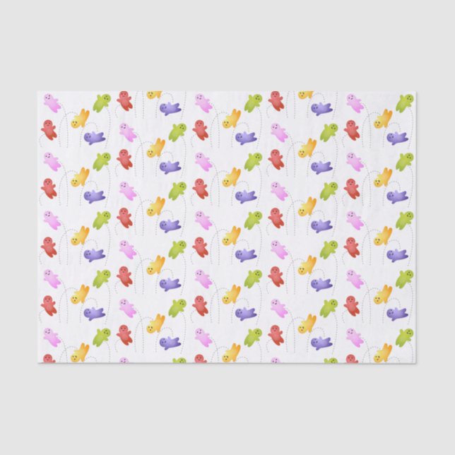 Cute jelly babies candy sweets cartoon tissue paper (Front)
