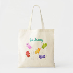 Cute jelly babies candy sweets cartoon tote bag