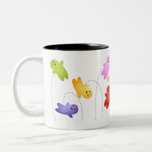 Cute jelly babies candy sweets cartoon Two-Tone coffee mug