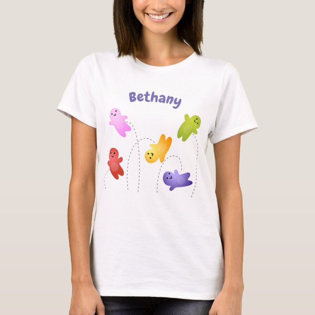 Cute jelly babies sweets candy cartoon T-Shirt (Front)