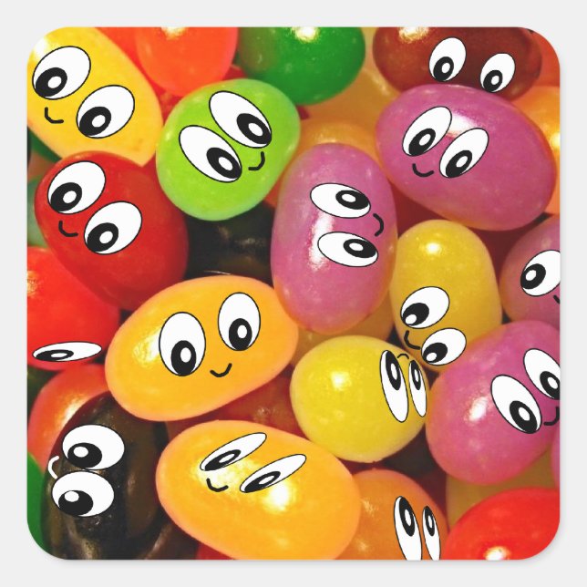 Cute Jelly Bean Square Sticker (Front)